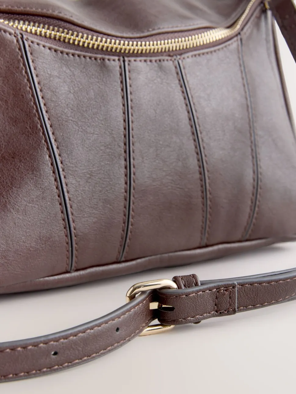 Chocoladebruin - Panel Cross-Body Bag