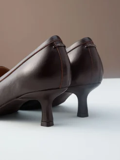 Chocoladebruin - Premium Leather With Motionflex Point Toe Tassel Heels Loafers