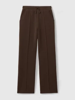Chocoladebruin - Reiss Bernie Premium Interlock Wide-Leg Joggers