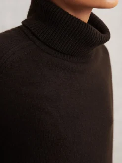 Chocoladebruin - Reiss Brooklyn trui met rolkraag van wol-kasjmier