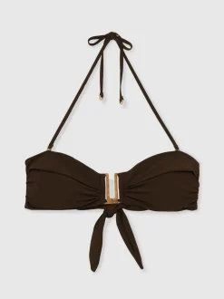 Chocoladebruin - Reiss Carina Removable-Strap Bandeau Bikini Top