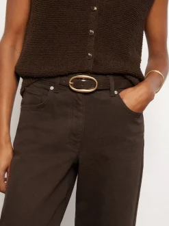 Chocoladebruin - Reiss Drew Patent Leather Oval Buckle Belt