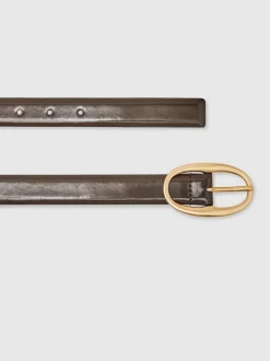 Chocoladebruin - Reiss Drew Patent Leather Oval Buckle Belt