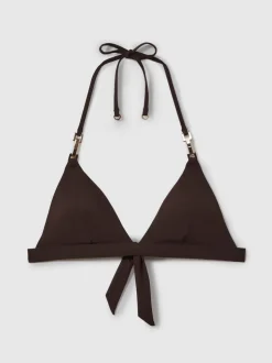 Chocoladebruin - Reiss Riah triangel-halterbikinitop