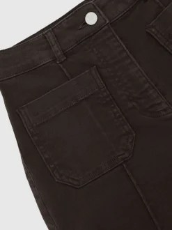 Chocoladebruin - Reiss Sakura flared jeans met opgestikte zakken