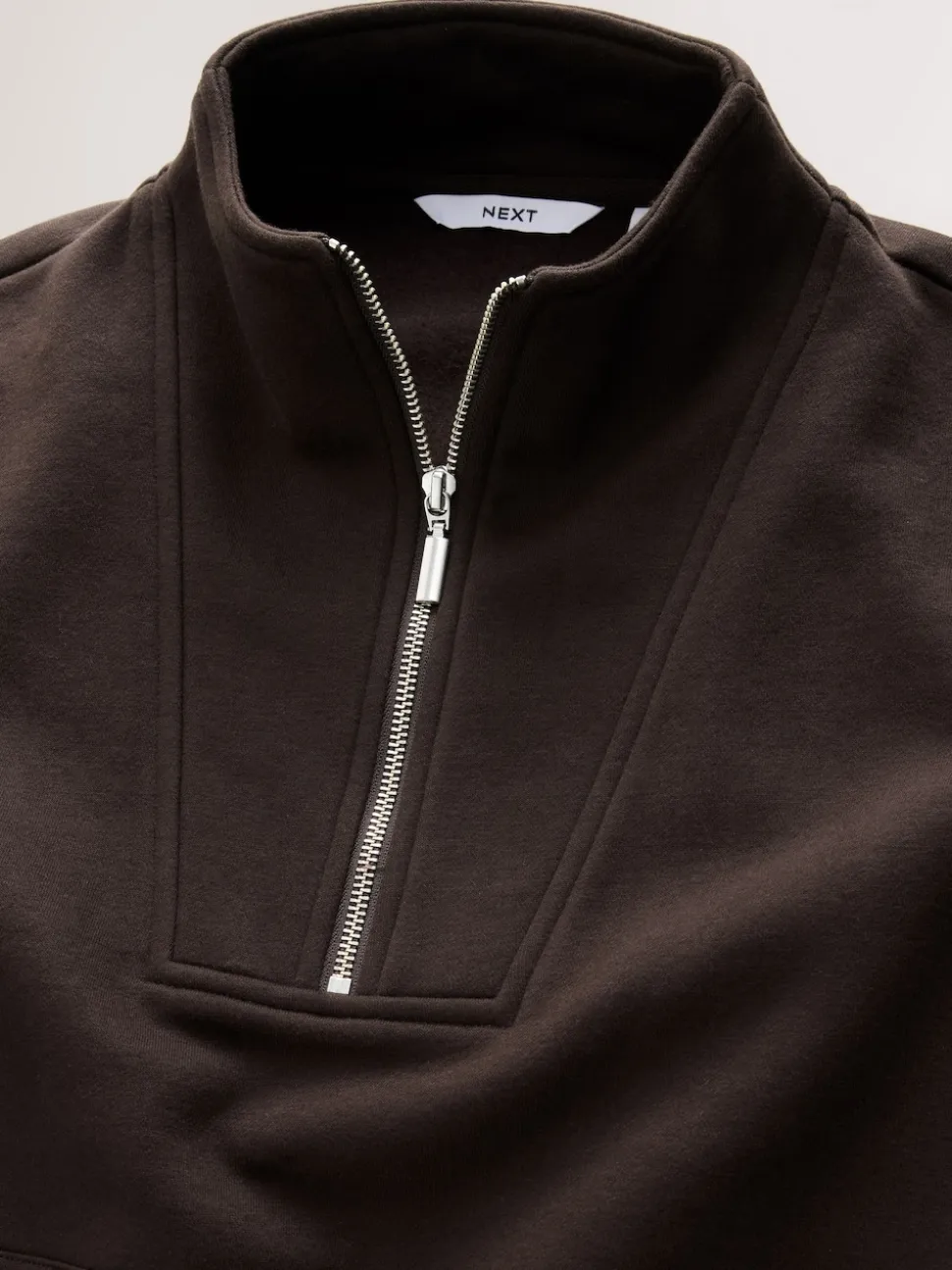 Chocoladebruin - Relaxed fit sweatshirt van zware katoenrijke jersey met ritssluiting bij de hals