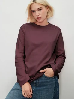 Chocoladebruin - Relaxed Long Sleeve Crew Neck T-Shirt