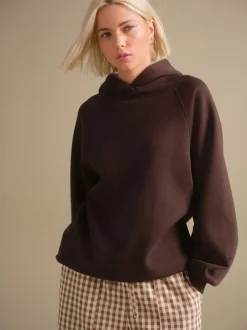 Chocoladebruin - Relaxte pasvorm zware lange hoodie