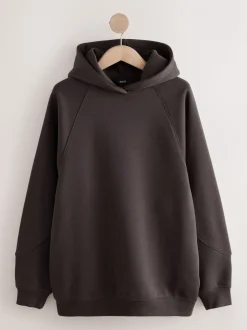 Chocoladebruin - Relaxte pasvorm zware lange hoodie