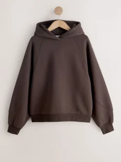 Chocoladebruin - Relaxte zware hoodie met normale lengte