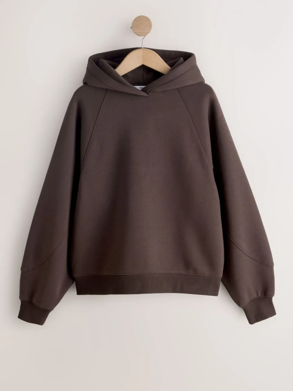 Chocoladebruin - Relaxte zware hoodie met normale lengte
