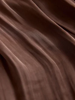 Chocoladebruin - Satin Pleated Maxi Skirt