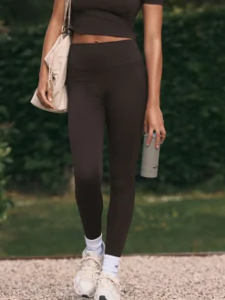 Chocoladebruin - self. Legging met hoge taille