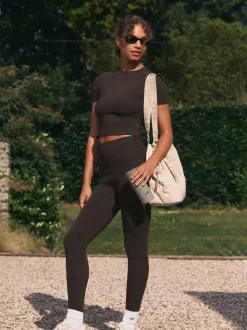 Chocoladebruin - self. Legging met hoge taille