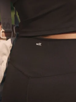 Chocoladebruin - self. Legging met hoge taille