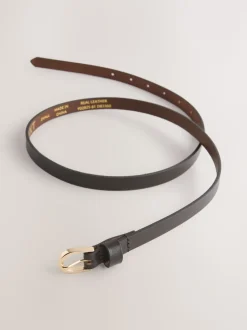 Chocoladebruin - Smalle leren riem