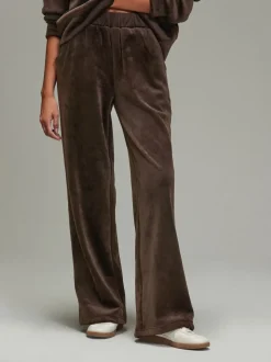 Chocoladebruin - Soft Feel Cord Wide Leg Trousers