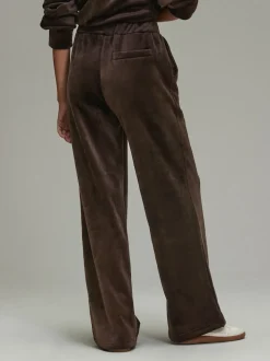 Chocoladebruin - Soft Feel Cord Wide Leg Trousers