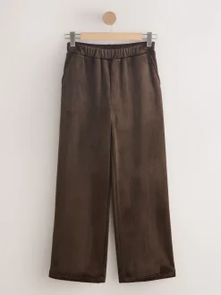 Chocoladebruin - Soft Feel Cord Wide Leg Trousers