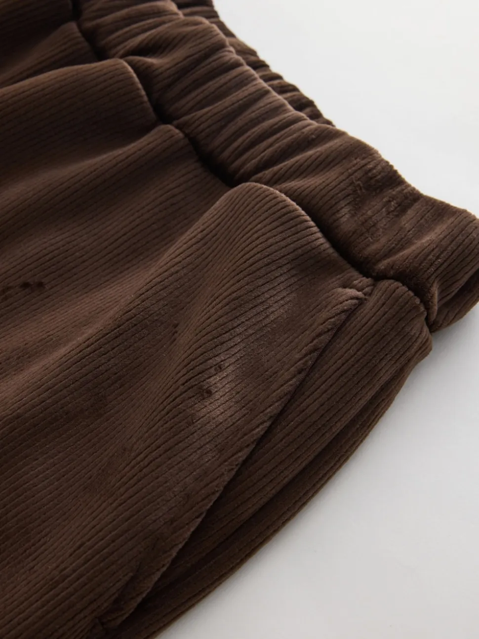 Chocoladebruin - Soft Feel Cord Wide Leg Trousers