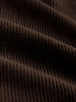 Chocoladebruin - Soft Feel Cord Long Sleeve Hoodie
