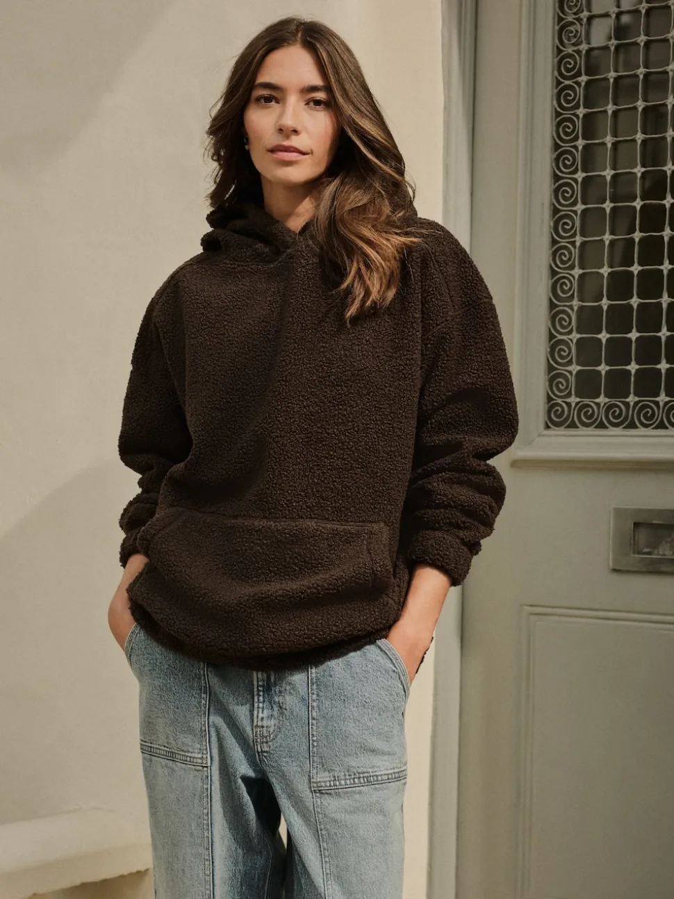 Chocoladebruin - Soft Teddy Borg Longsleeve Hoodie