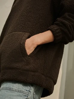 Chocoladebruin - Soft Teddy Borg Longsleeve Hoodie