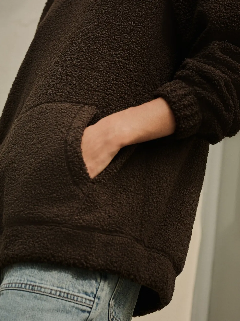 Chocoladebruin - Soft Teddy Borg Longsleeve Hoodie