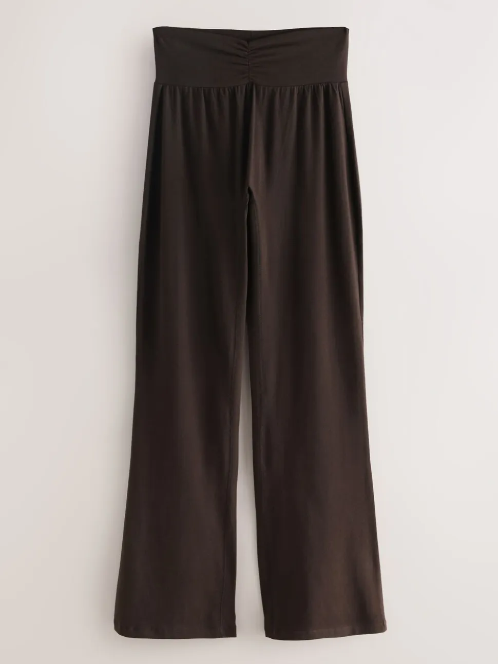 Chocoladebruin - Soft Touch Rib Ruched Flare Leggings
