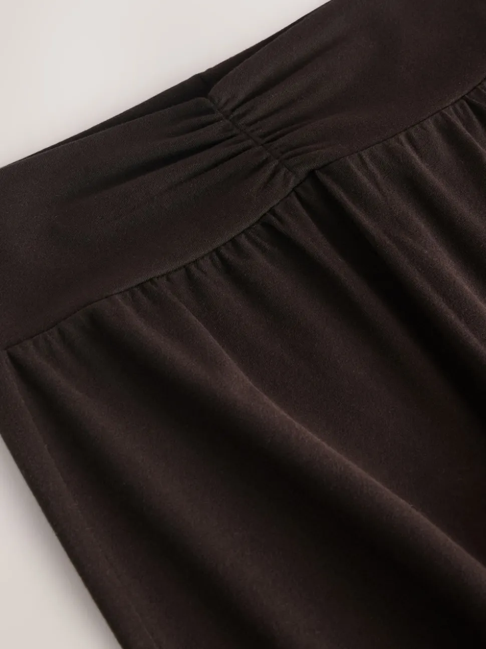 Chocoladebruin - Soft Touch Rib Ruched Flare Leggings