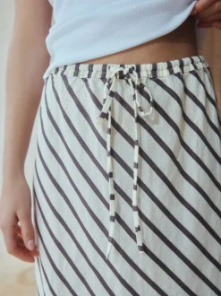 Chocoladebruin - Summer Column Skirt With Linen