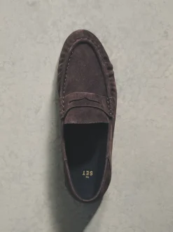 Chocoladebruin - The Set Premium Suede Loafers