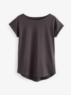 Chocoladebruin - T-shirt met kapmouwtjes