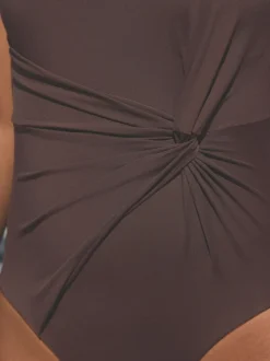Chocoladebruin - Twist Scoop Buikcorrigerend badpak