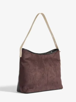 Chocoladebruin en Zwart - Love & Roses Woven Slouchy Tote Bag