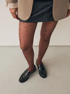 Chocoladebruin gestippeld - 1 Panty's met patroon