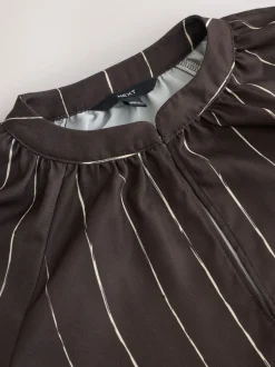 Chocoladebruin gestreept - Blouse met V-hals en lange mouwen
