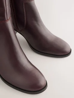 Chocoladebruin leer - Forever Comfort® kniehoge laarzen met hardware trim