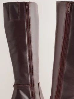 Chocoladebruin leer - Forever Comfort® kniehoge laarzen met hardware trim