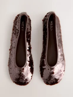 Chocoladebruin met lovertjes - Forever Comfort® Round Toe Sequin Ballerina Flats
