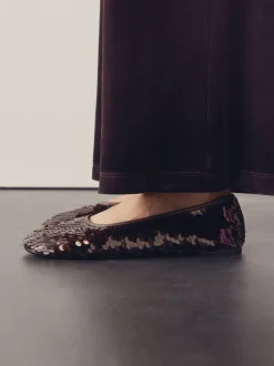Chocoladebruin met lovertjes - Forever Comfort® Round Toe Sequin Ballerina Flats