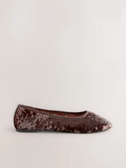 Chocoladebruin met lovertjes - Forever Comfort® Round Toe Sequin Ballerina Flats