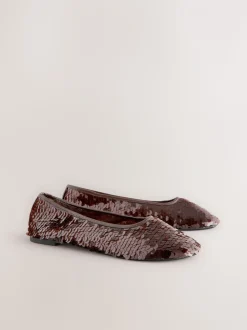 Chocoladebruin met lovertjes - Forever Comfort® Round Toe Sequin Ballerina Flats