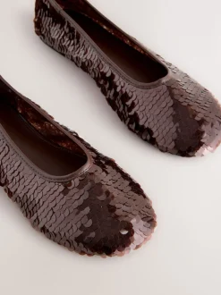 Chocoladebruin met lovertjes - Forever Comfort® Round Toe Sequin Ballerina Flats
