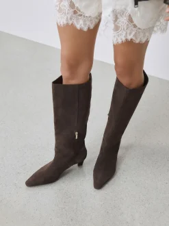 Chocoladebruin suède - Forever Comfort® Knee High Chisel Toe Heeled Boots