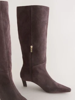 Chocoladebruin suède - Forever Comfort® Knee High Chisel Toe Heeled Boots