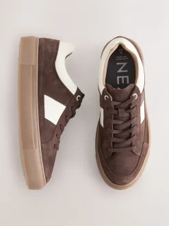 Chocoladebruin suède - Forever Comfort® Leather Chunky Side Stripe Lace Up Trainers