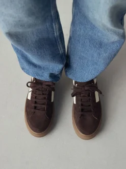 Chocoladebruin suède - Forever Comfort® Leather Chunky Side Stripe Lace Up Trainers