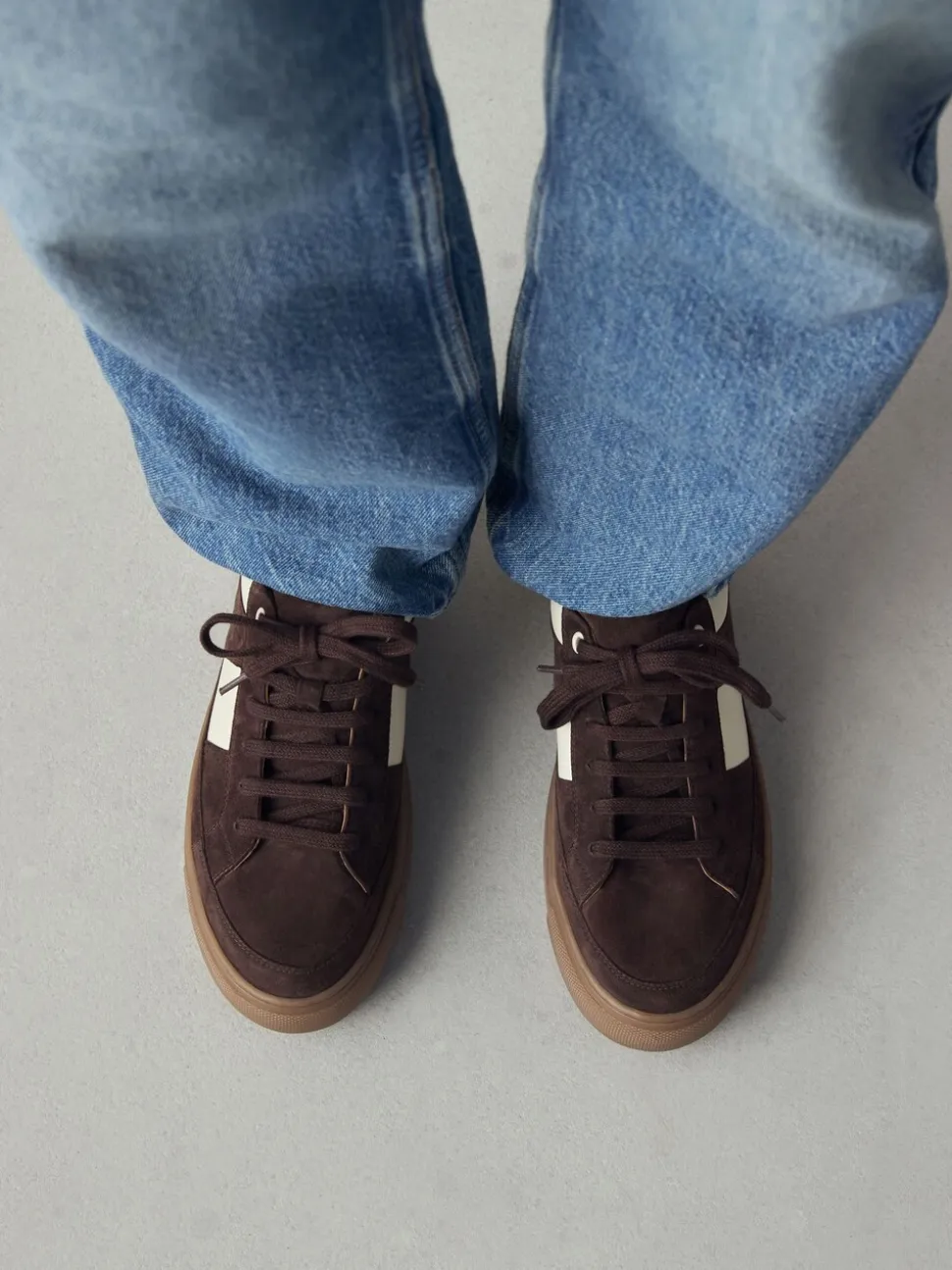 Chocoladebruin suède - Forever Comfort® Leather Chunky Side Stripe Lace Up Trainers