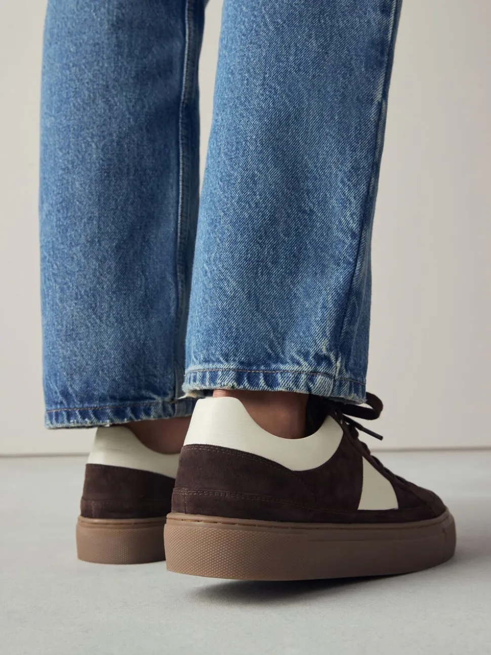 Chocoladebruin suède - Forever Comfort® Leather Chunky Side Stripe Lace Up Trainers
